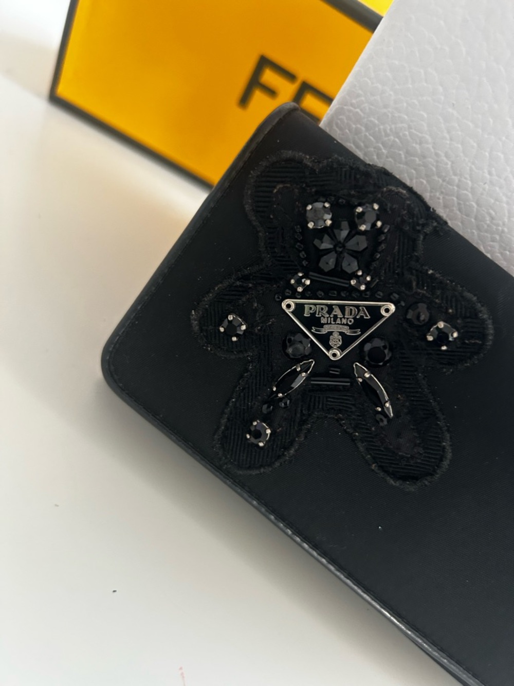Prada Tessuto Black Nylon Long Wallet Featuring a Teddy Bear Motif | RARE! - Picture 6 of 16